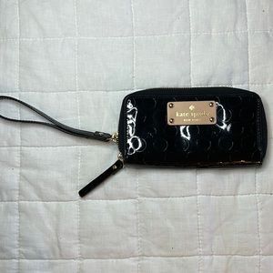 Kate Spade black patent leather Wristlet